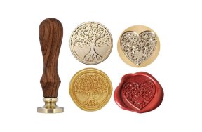 WAX SEAL STAMP FLORAL WITH LIFE HANDLE SET 2 HEADS